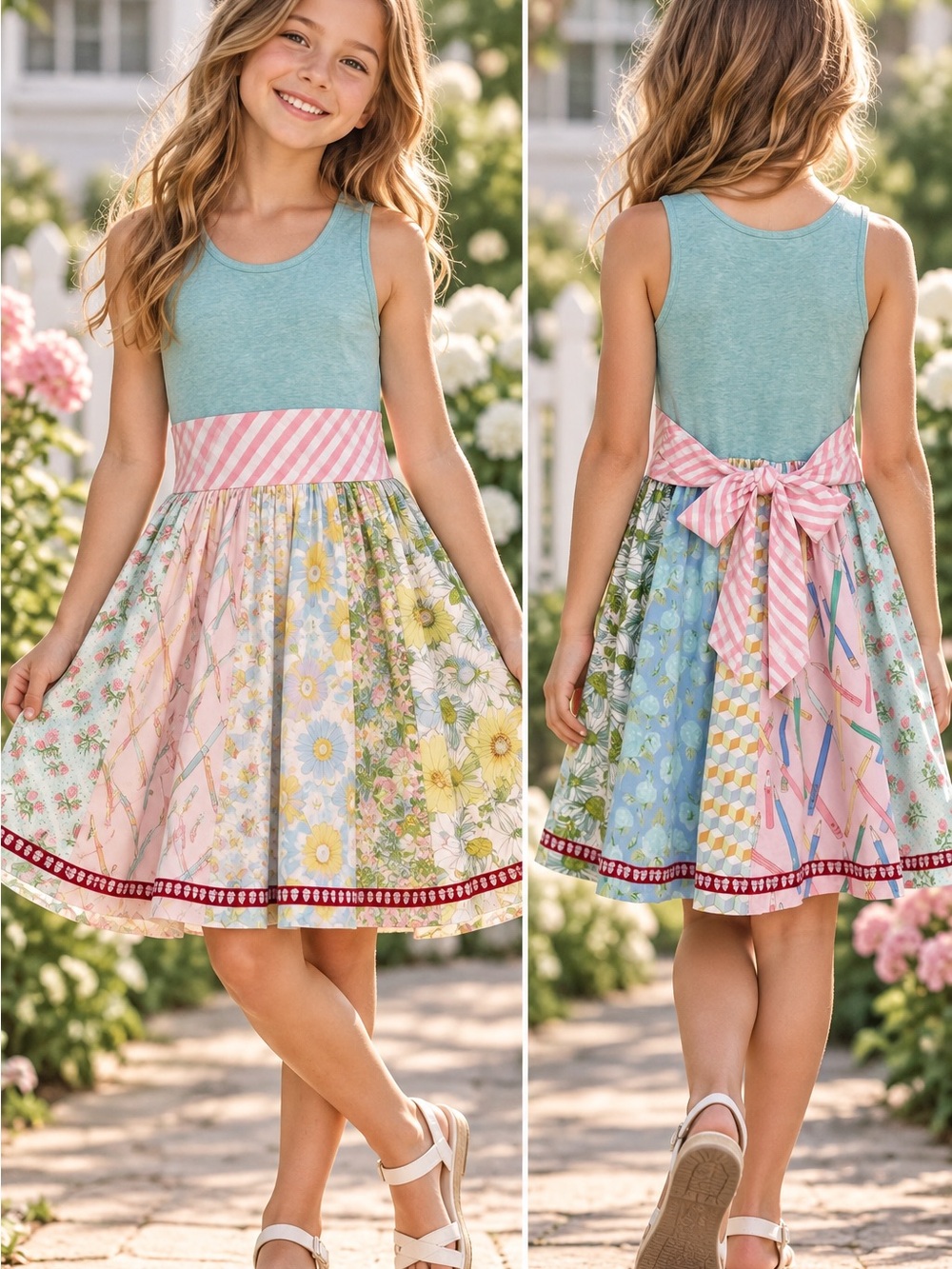 Matilda Jane Trend Setter Dress 10 Hello Lovely Patchwork Floral Twirl whimsy